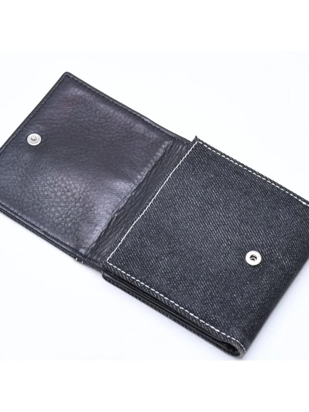 Dior Logo Button Bifold Wallet Denim Black Gray